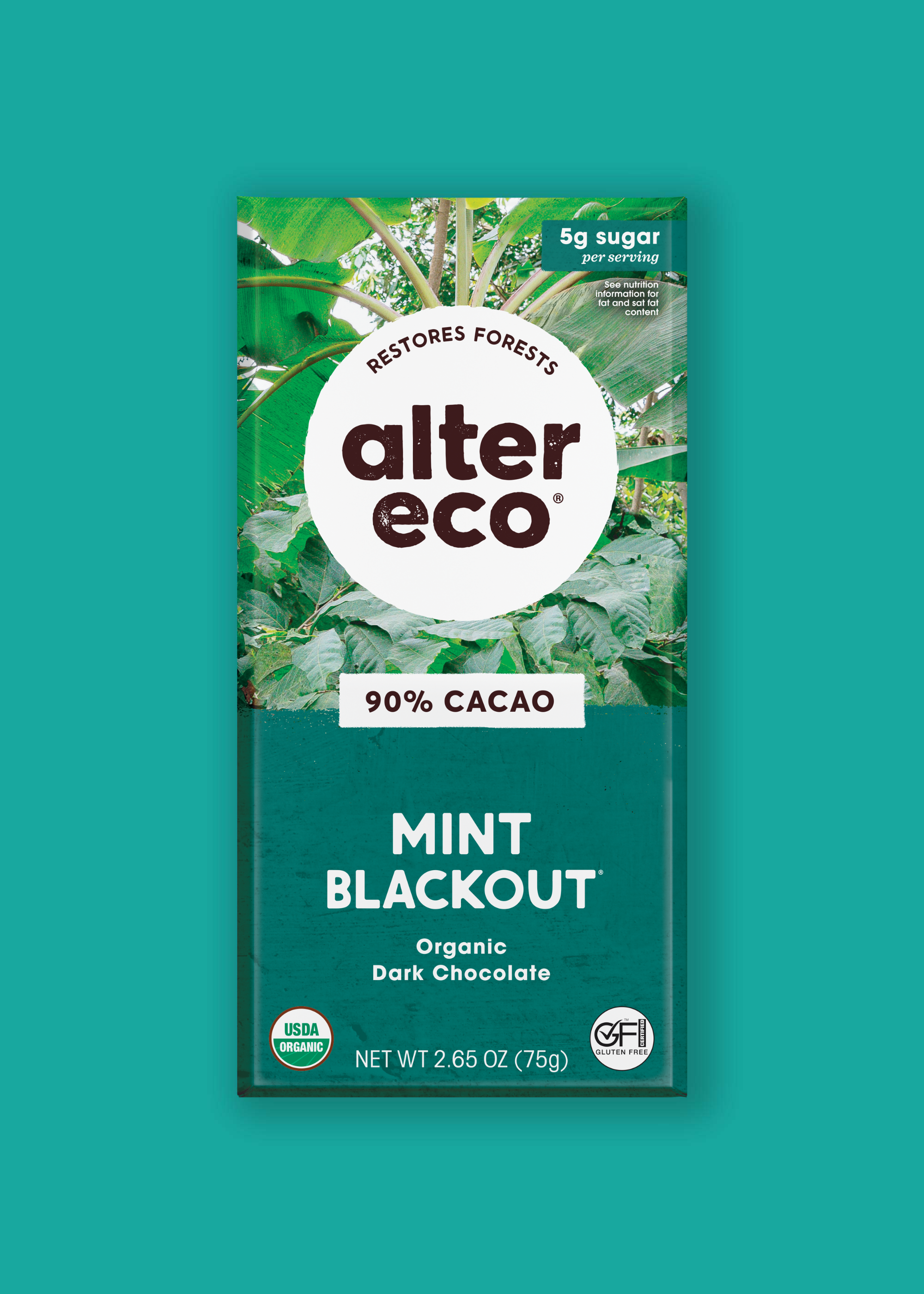 あっこ 90% Cacao | Mint Blackout Organic Dark Chocolate Bar | Alter Eco