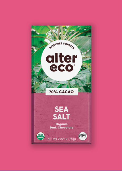 70 Deep Dark Sea Salt Chocolate Bar Alter Eco Alter Eco Foods