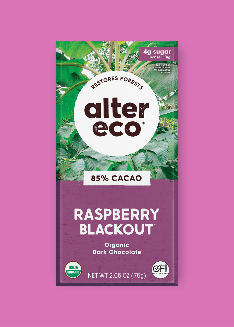Alter Eco Raspberry Blackout Organic Dark Chocolate 85% cacao