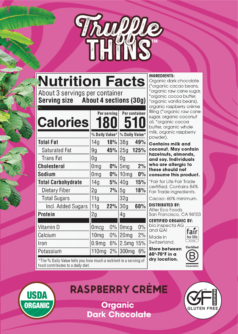 Raspberry Creme Truffle Thins nutrition facts