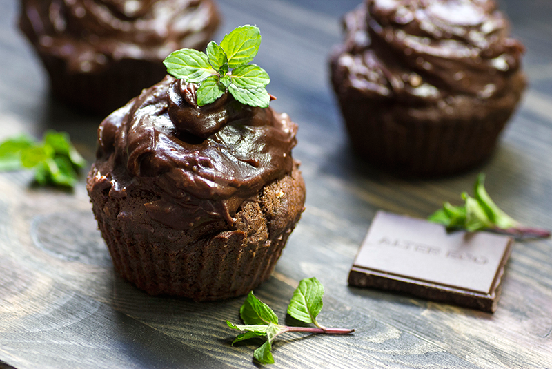 Mint Chocolate Chip Cupcakes with Mint Ganache Frosting