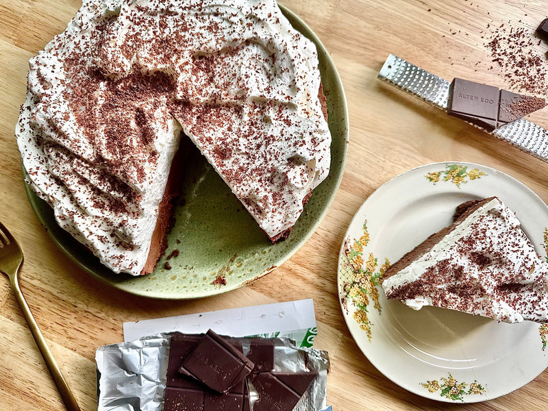 Salted Dark Chocolate French Silk Pie with Olive Oil Whip