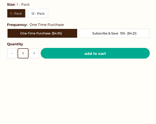 motion animated gif showing process of adding something with a subscription to your cart