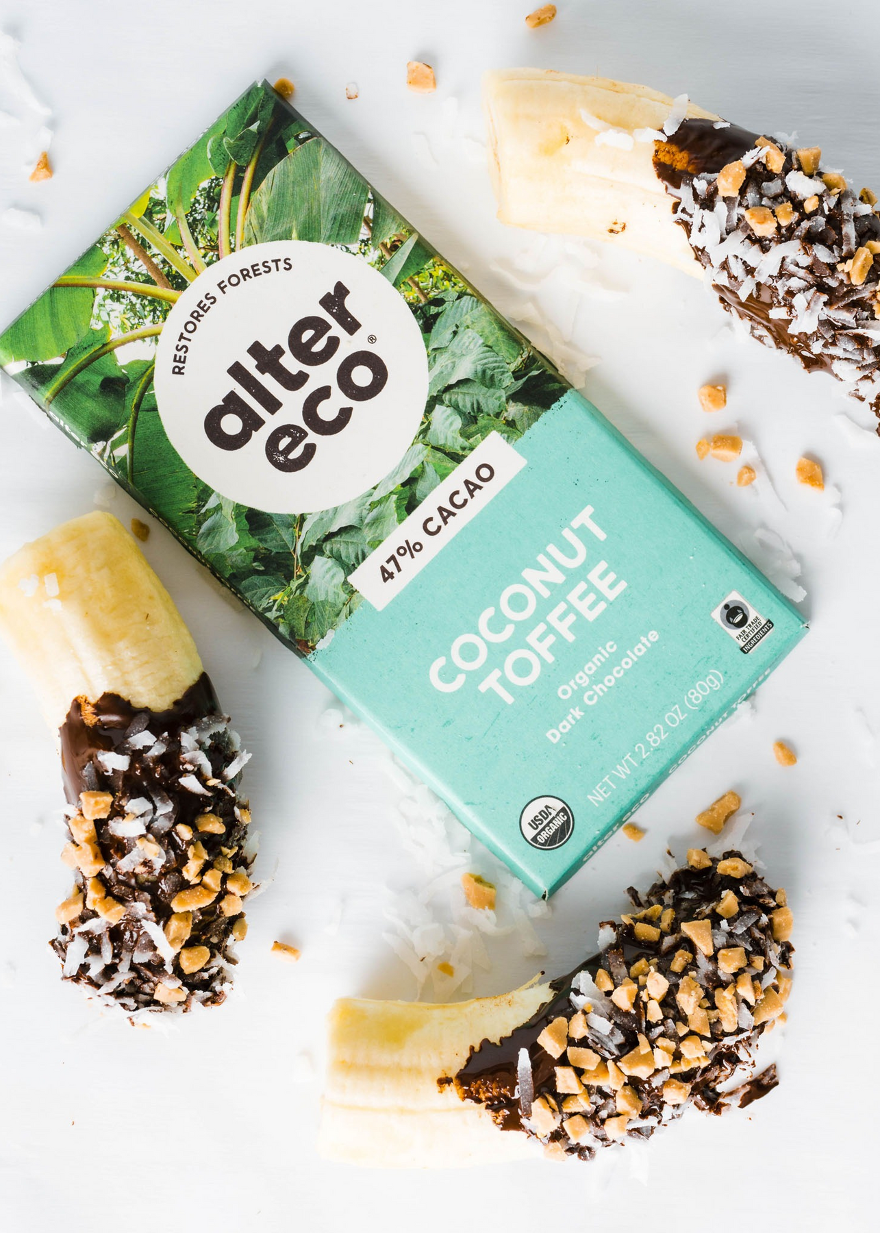 Dark Salted Coconut Toffee Chocolate Bar | Organic, Non-GMO, Fair Dark Salted Coconut Toffee Chocolate Bar | Organic, Non-GMO, Fair