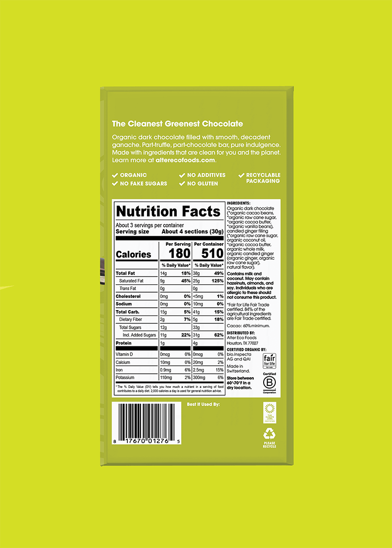 alter eco truffle thins sweet ginger organic dark chocolate nutrition facts