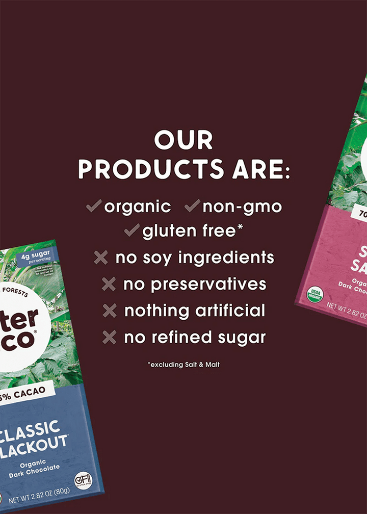 organic, non-gmo, gluten free, no soy ingredients, no preservatives, nothing artificial, no refined sugar
