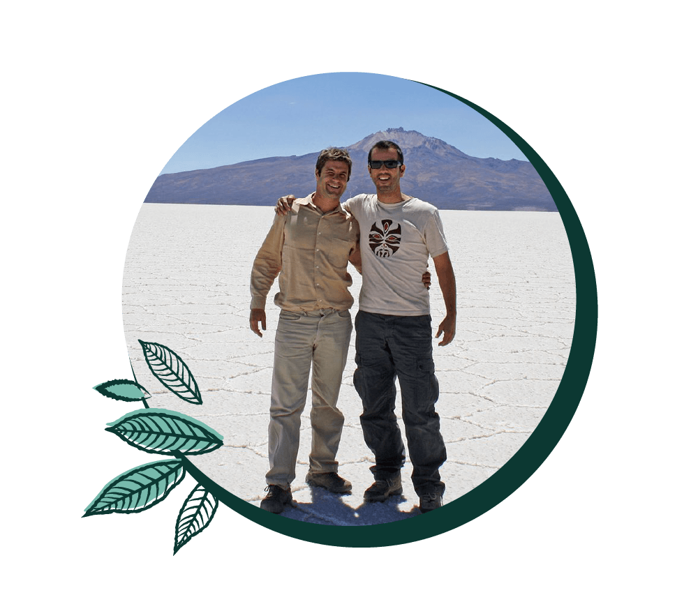 Alter Eco founders Mathieu Senard and Edouard Rollet in the salt flats