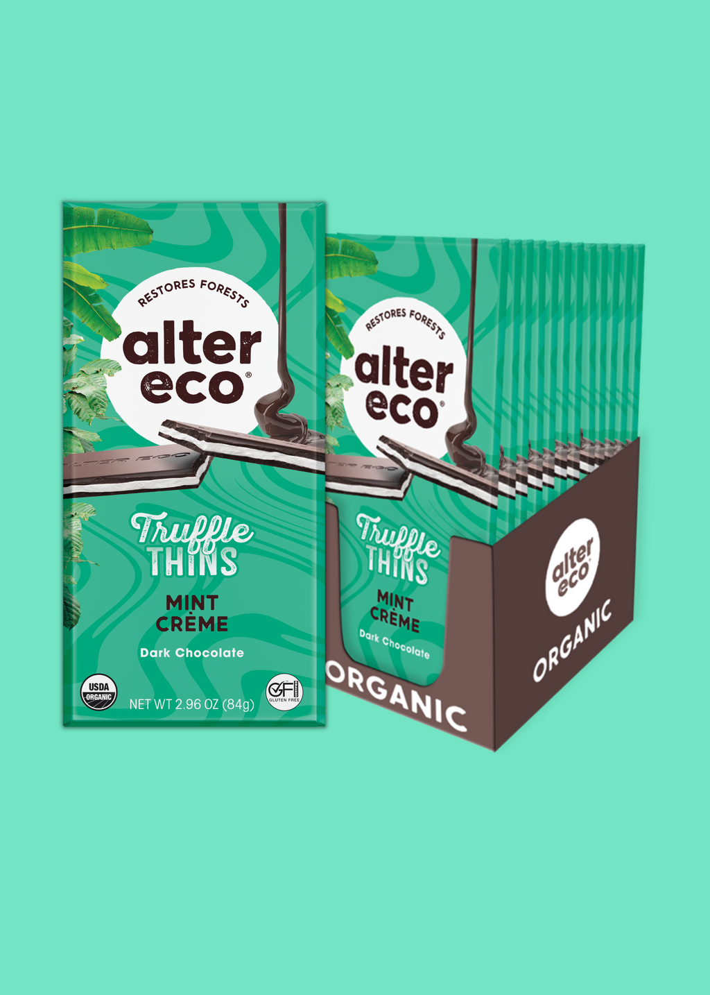 Mint Crème Truffle Thins | 60% Cacao, Organic, Fair Trade | Alter