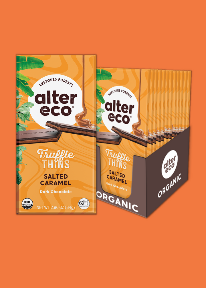 Salted Caramel Truffle Thins Organic Dark chocolate