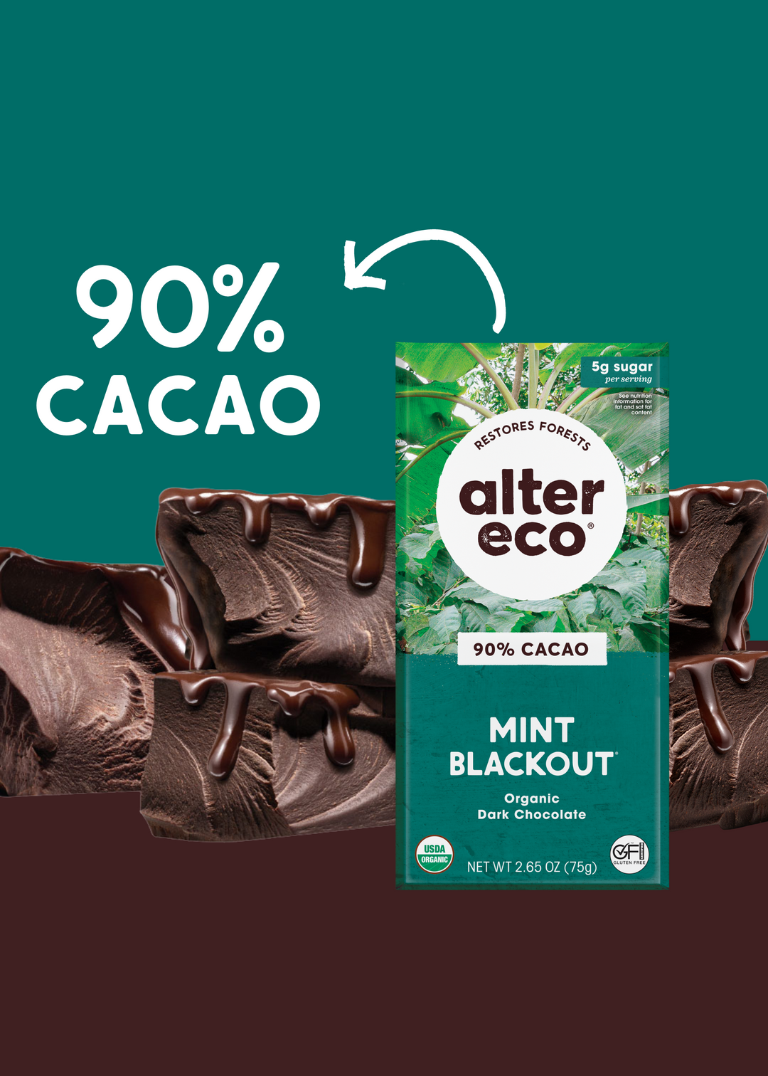 90% Cacao | Mint Blackout Organic Dark Chocolate Bar | Alter Eco 90% Cacao | Mint Blackout Organic Dark Chocolate Bar | Alter Eco