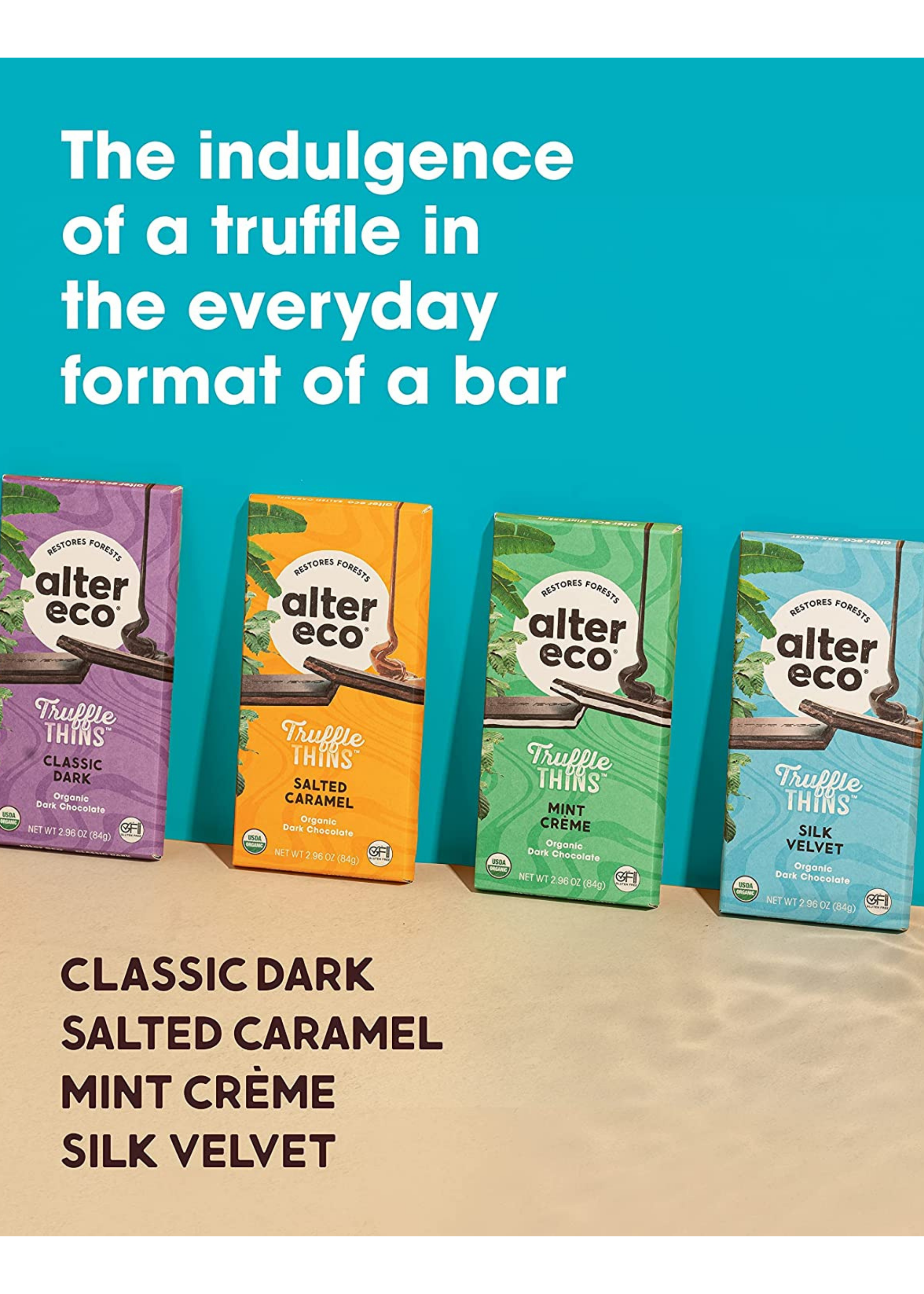 Alter ECO: Classic Dark Truffle Thins Chocolate Bar, 2.96 oz