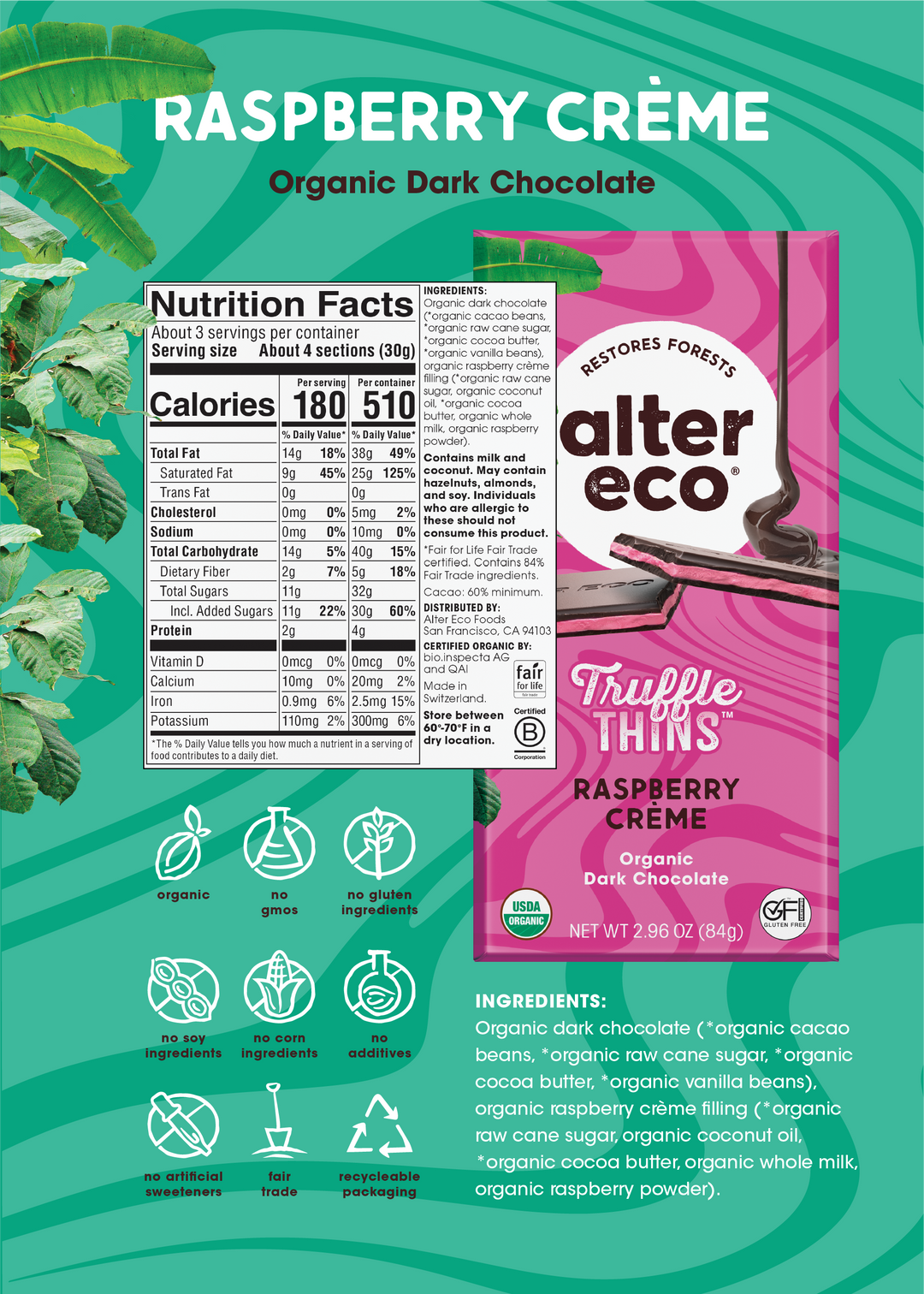 Raspberry Creme Truffle Thins nutrition facts