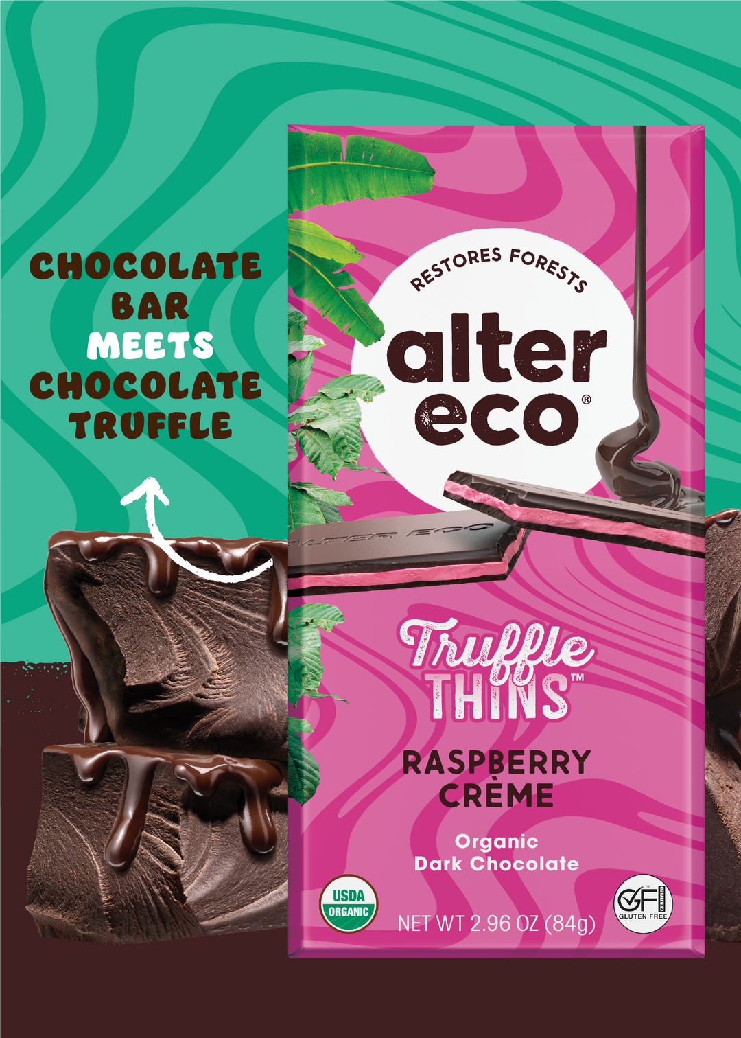 Raspberry Creme Truffle Thins | 60% Cacao, Organic, Fair Trade Raspberry Creme Truffle Thins | 60% Cacao, Organic, Fair Trade