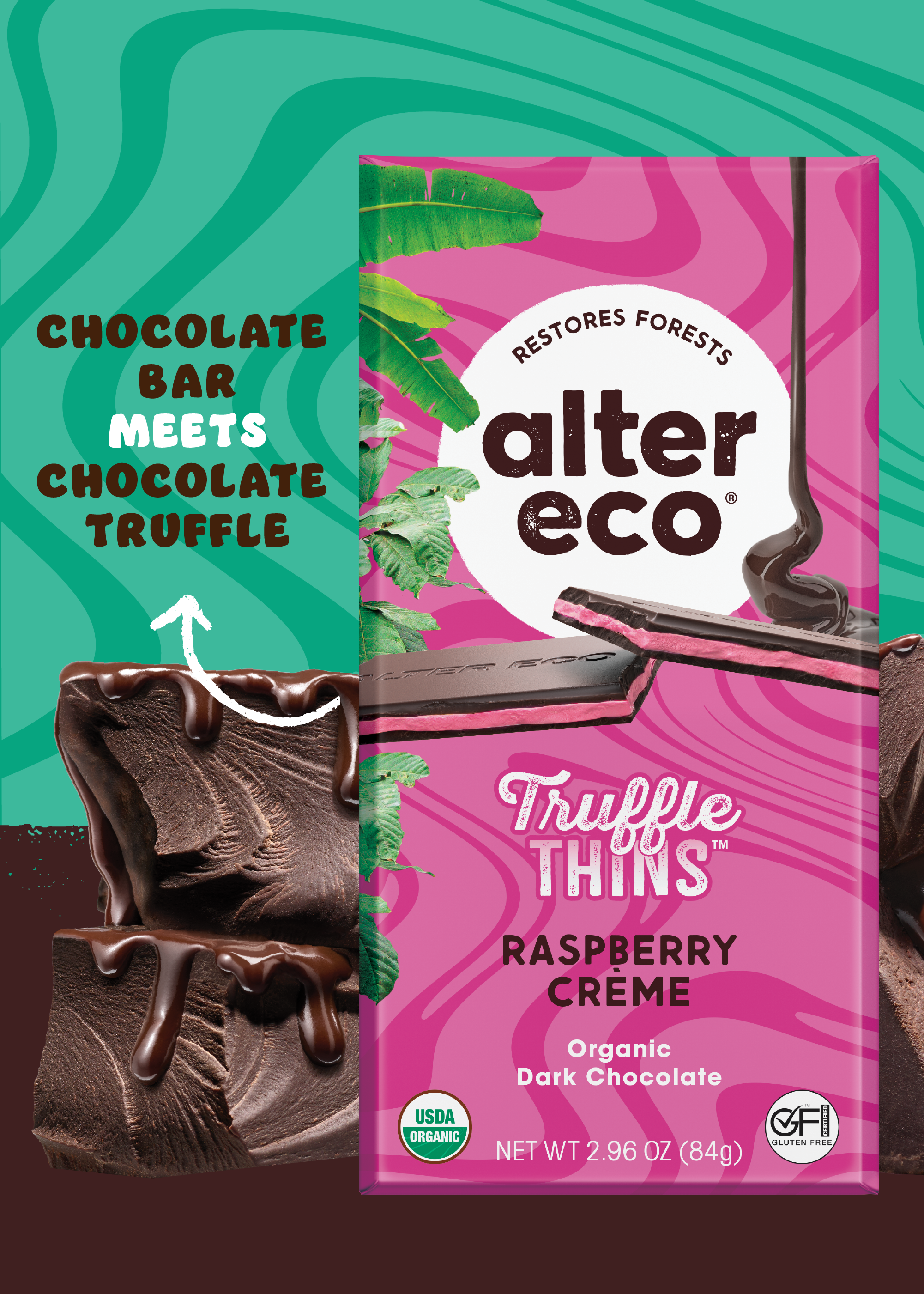 Alter Eco Organic Chocolate Truffle Thins Bar, Salted Caramel