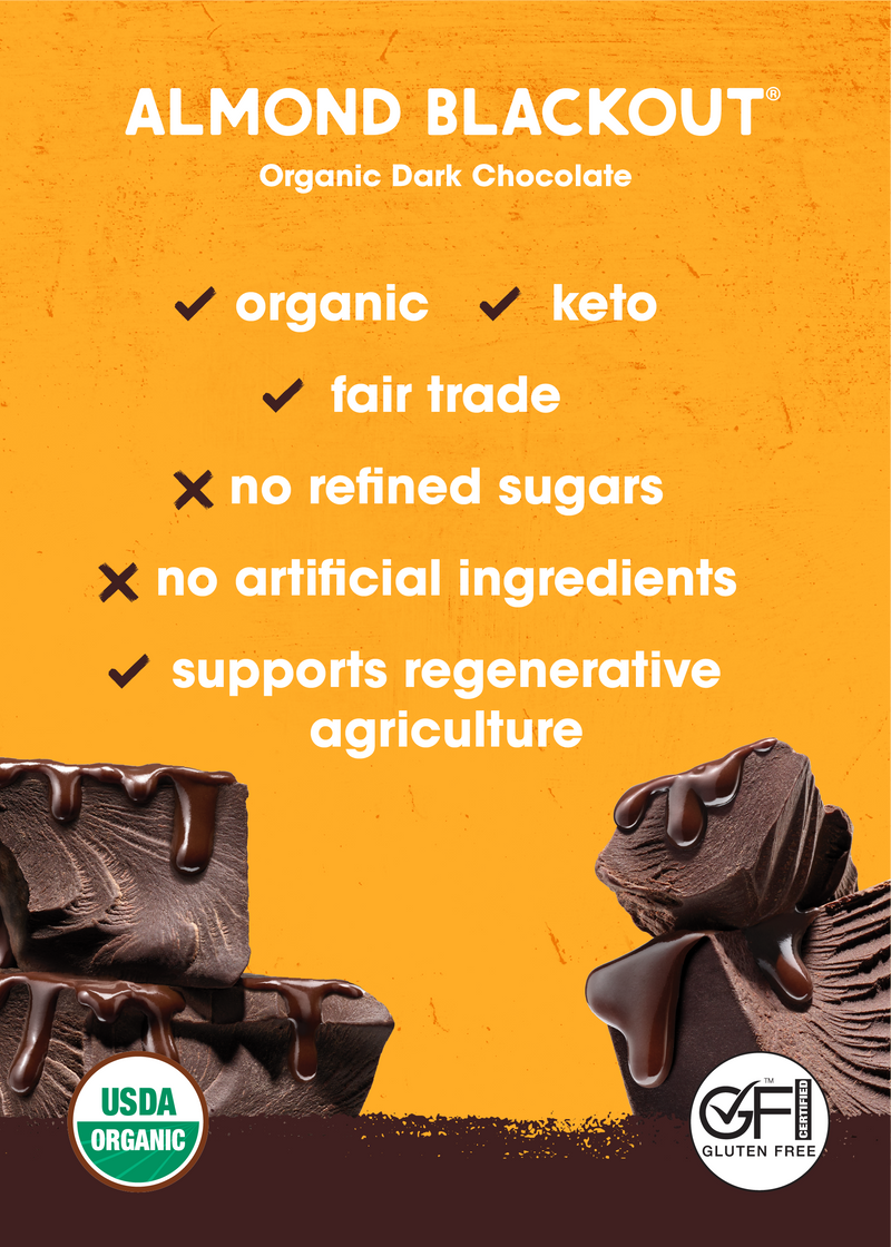 Almond Blackout Organic Dark Chocolate ingredients