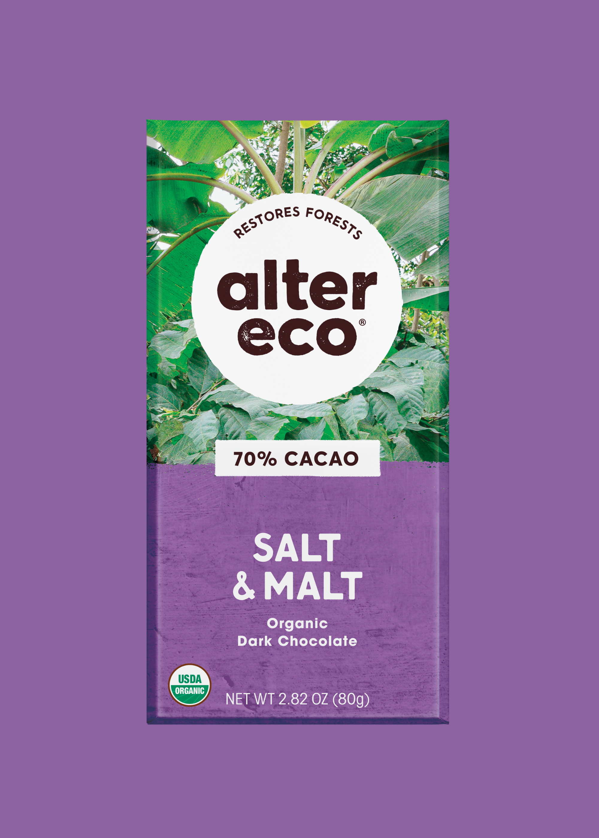 Dark Chocolate Salt Malt Bar 70 Cacao Organic Fair Trade