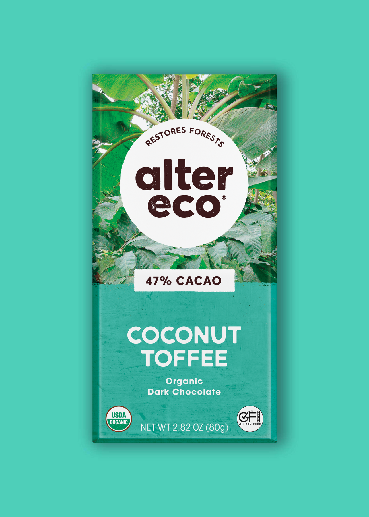 Dark Salted Coconut Toffee Chocolate Bar | Organic, Non-GMO, Fair