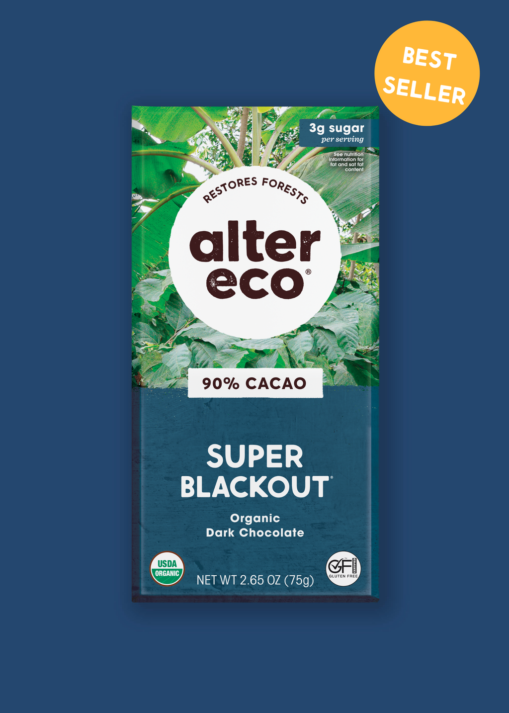90% Cacao Deep Dark Super Blackout Chocolate Bar (keto) Alter